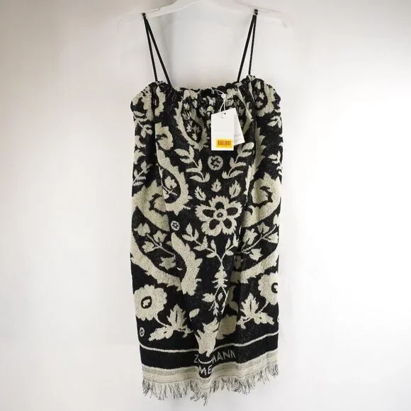 Zimmermann Rhiannon Cotton Terry Mini Dress in Black/Cream Size US 8 (NWT) - Picture 2 of 12